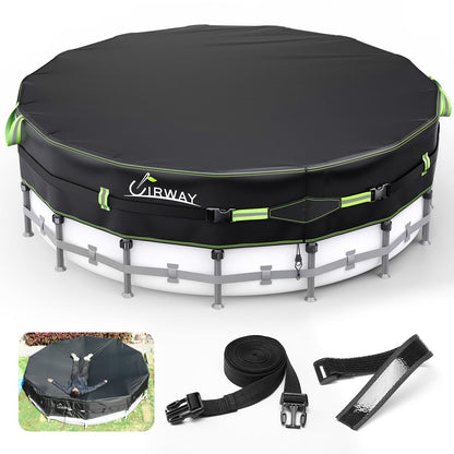 24FT Round Winter Pool Cover – Heavy Duty 500D Above Ground Pool Cover with Windproof Straps, Tear & UV Resistant