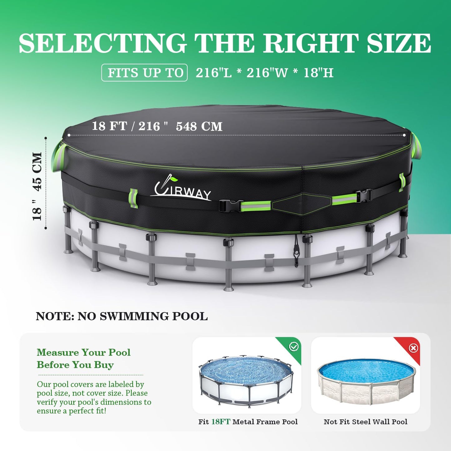 24FT Round Winter Pool Cover – Heavy Duty 500D Above Ground Pool Cover with Windproof Straps, Tear & UV Resistant