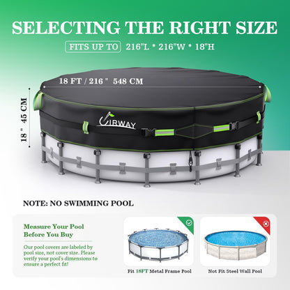24FT Round Winter Pool Cover – Heavy Duty 500D Above Ground Pool Cover with Windproof Straps, Tear & UV Resistant