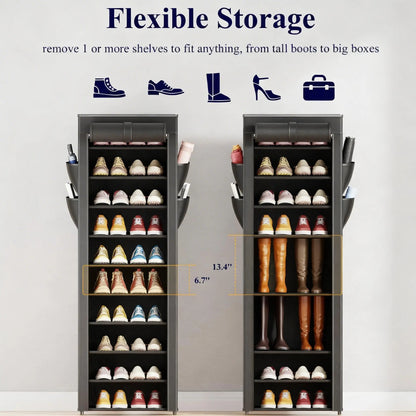 10-Tier Shoe Rack Organizer – Freestanding Shoe Storage Shelf with Side Handles for Entryway & Closet