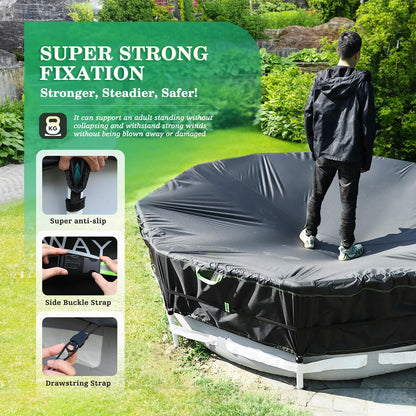 24FT Round Winter Pool Cover – Heavy Duty 500D Above Ground Pool Cover with Windproof Straps, Tear & UV Resistant