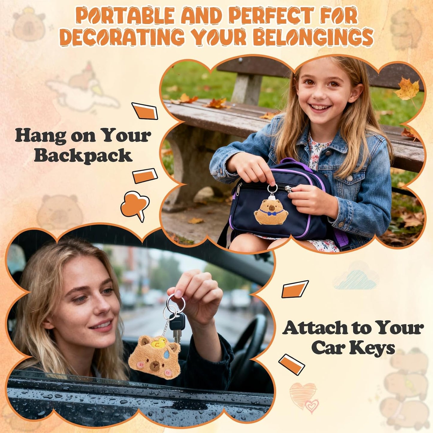 Adorable Plush Bear Keychains – Cute Bag Charms & Backpack Accessories for School, Office & Gifts