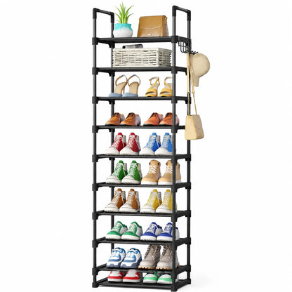 10-Tier Shoe Rack Organizer – Freestanding Shoe Storage Shelf with Side Handles for Entryway & Closet